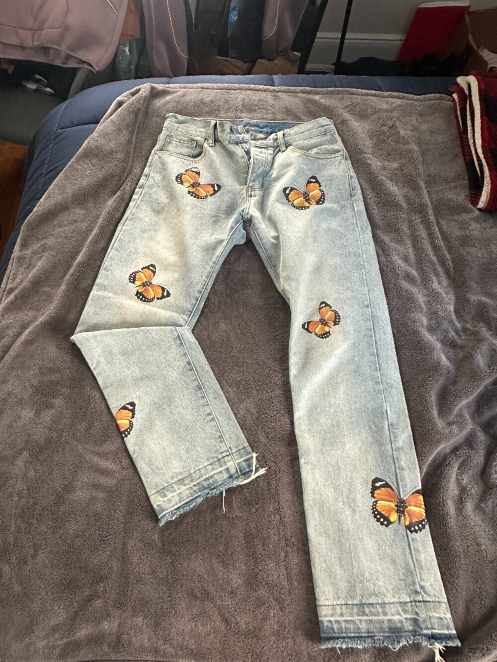 Butterfly Denim Jeans Men’s Size 32 Streetwear Y2K Style